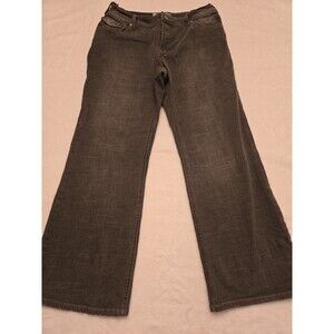 Chico's Platinum Denim BLACK Jeans 2.5 Short Straight Leg Embroidered Pockets